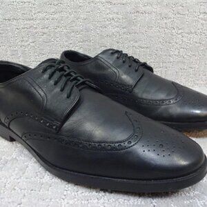 𝅺cole Haan Jefferson Grand Mens Size 12M US Black Leather Wingtip Oxford Shoes